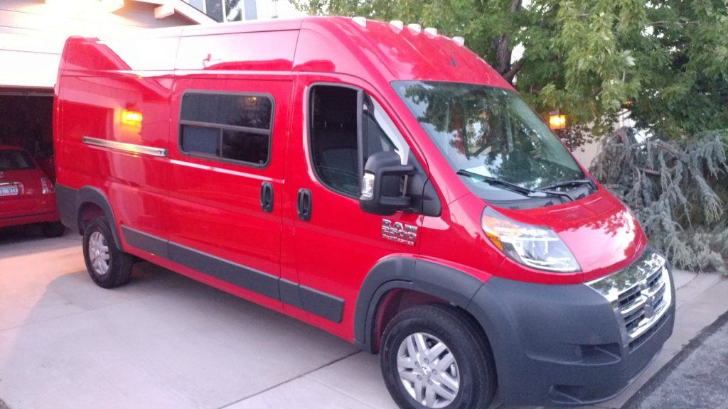 A view of the ram promaster van from the side.